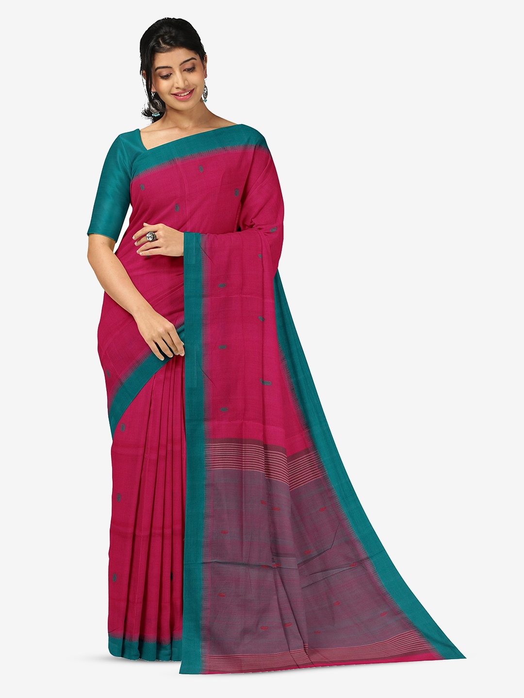 

APCO Ethnic Motifs Woven Design Pure Cotton Saree, Pink