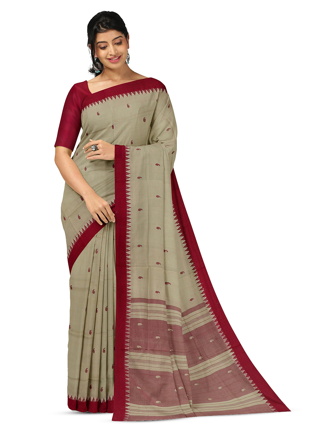 

APCO Ethnic Motifs Woven Design Pure Cotton Saree, Beige