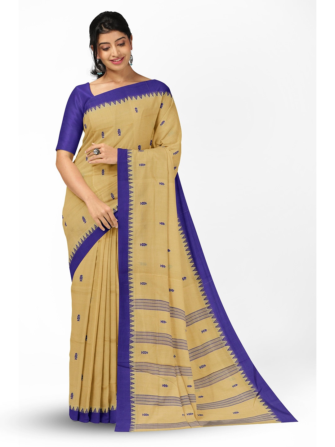 

APCO Ethnic Motifs Woven Design Pure Cotton Saree, Beige