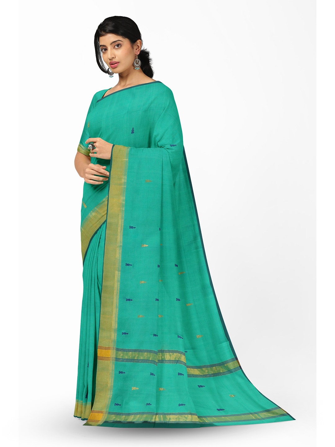 

APCO Woven Design Pure Cotton Saree, Sea green
