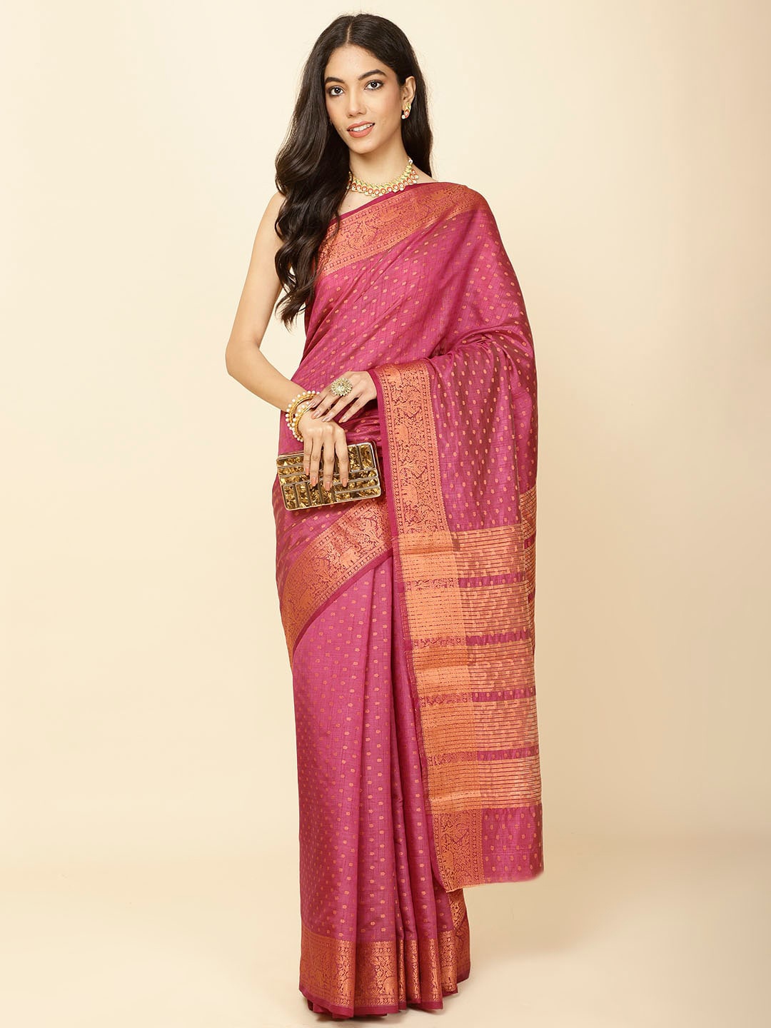 

Meena Bazaar Woven Design Handloom Saree, Purple