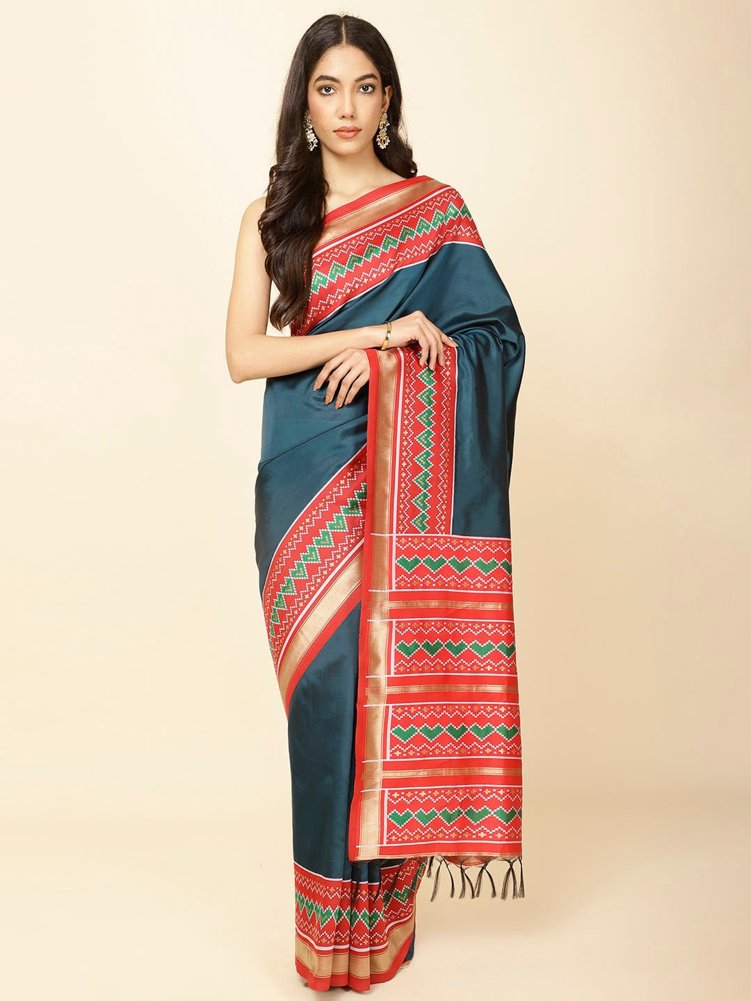 

Meena Bazaar Woven Design Handloom Saree, Blue