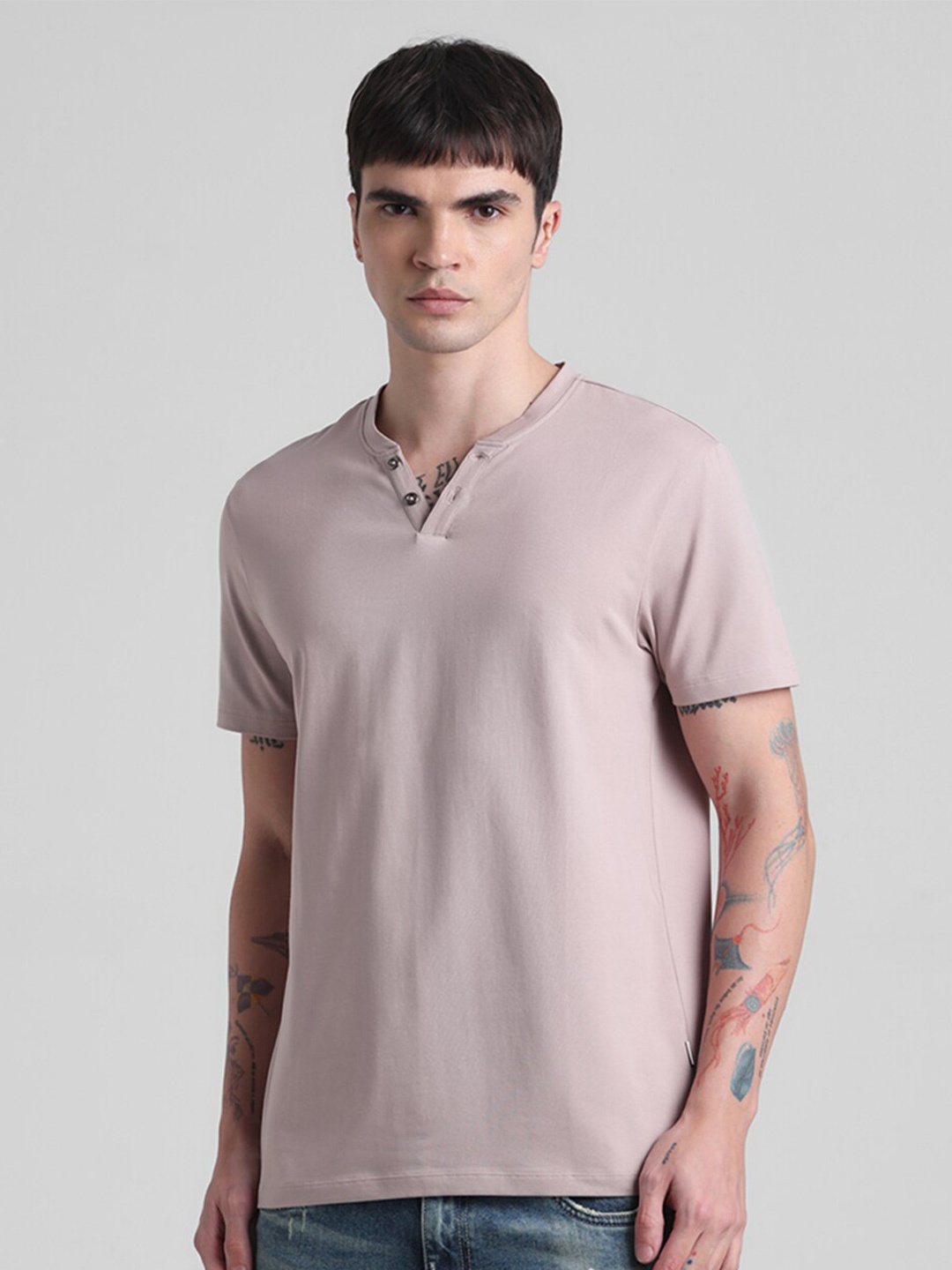 

Jack & Jones Noran Henley Neck T-shirt, Pink