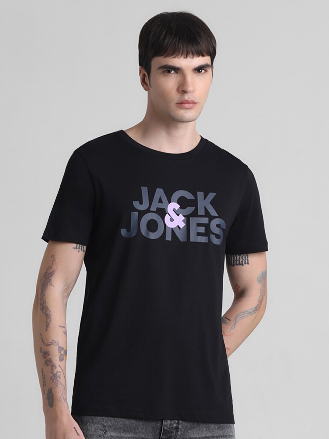 

Jack & Jones Typography Printed Pure Cotton Slim Fit T-shirt, Black