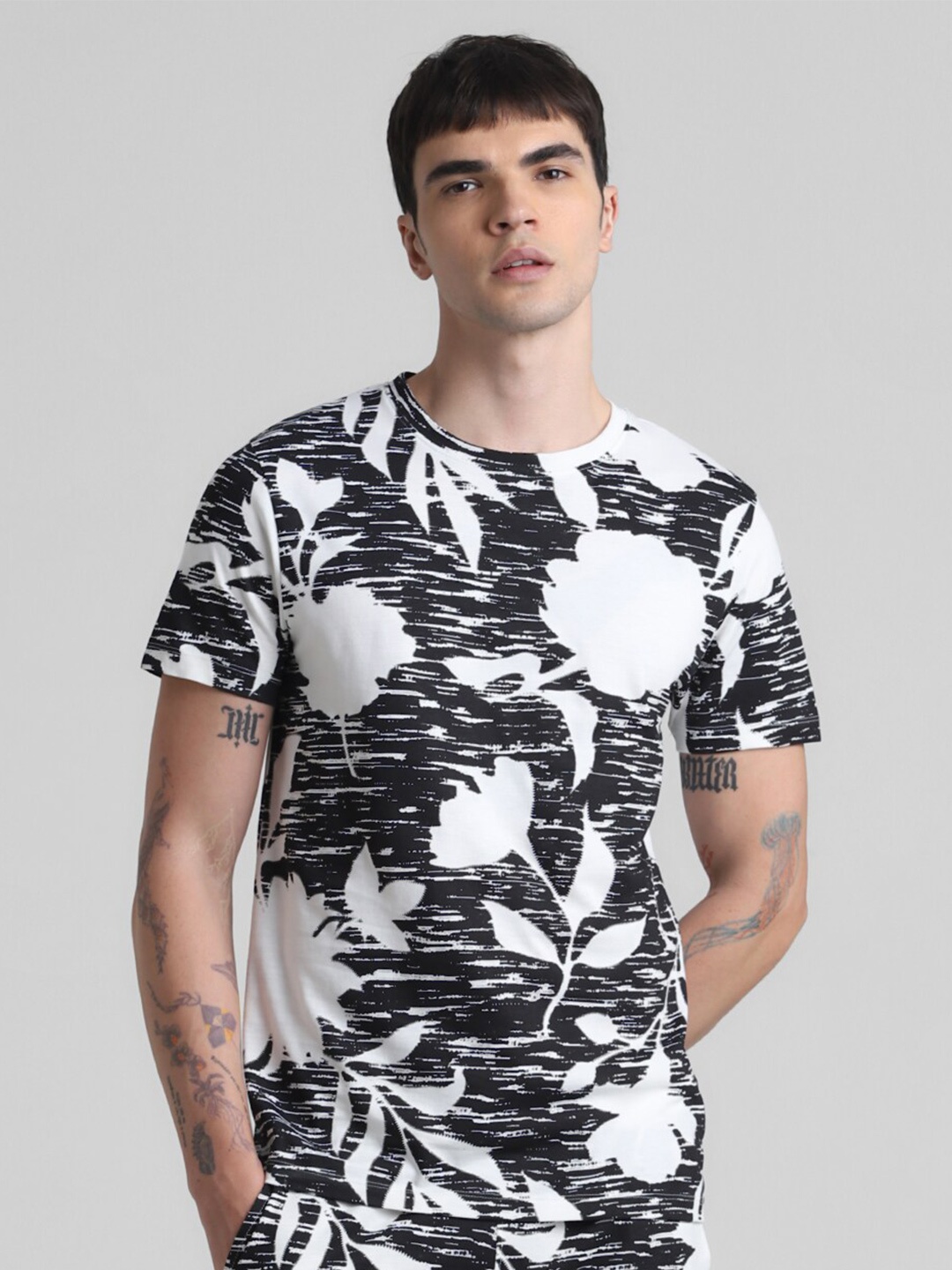 

Jack & Jones Floral Printed Pure Cotton T-shirt, White