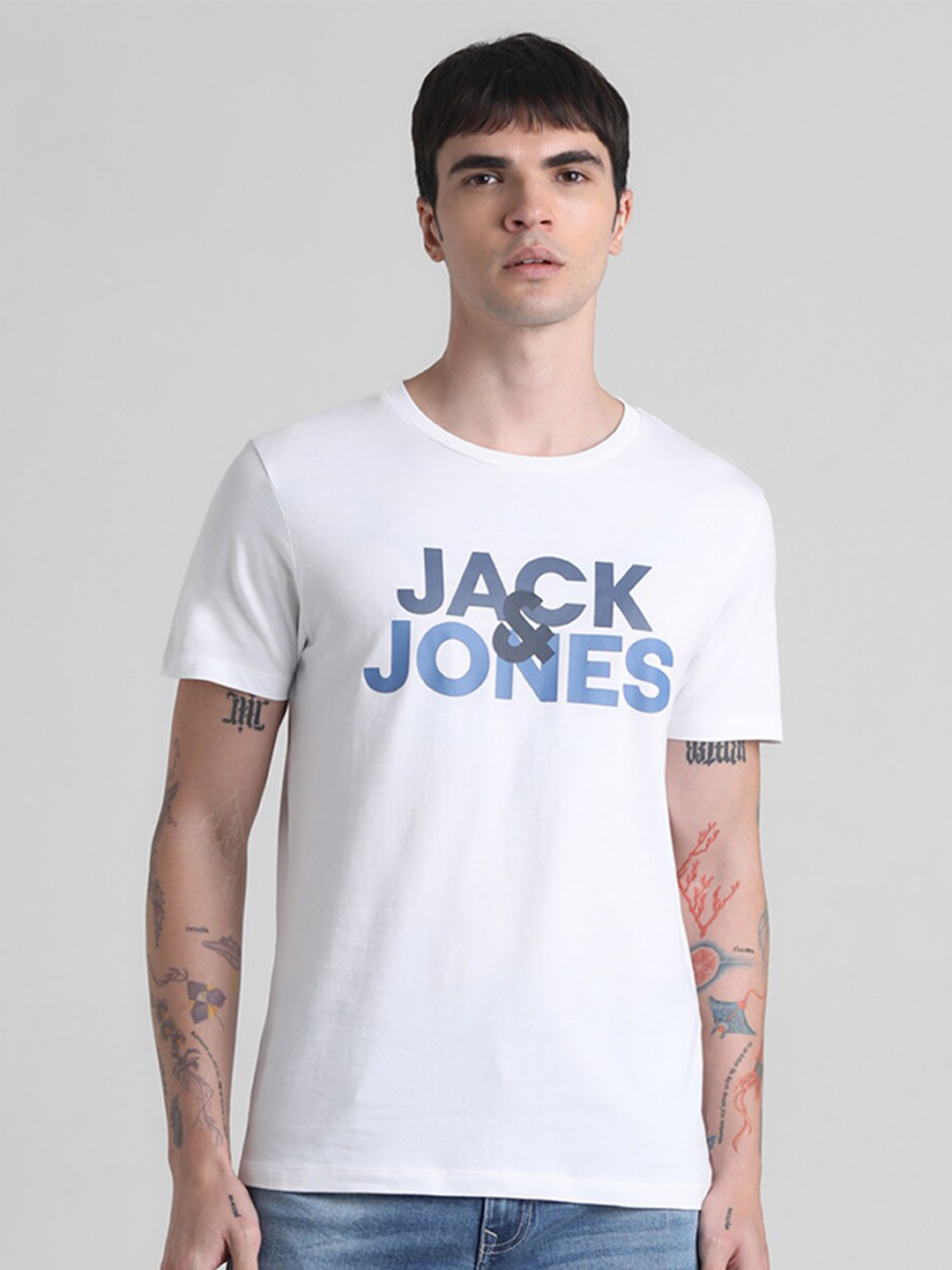

Jack & Jones Typography Printed Round Neck Slim Fit T-shirt, White