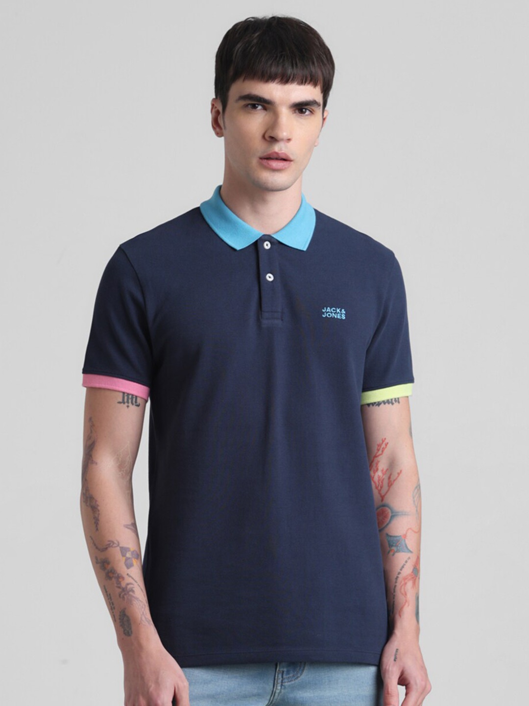 

Jack & Jones Polo Collar Pure Cotton T-shirt, Navy blue