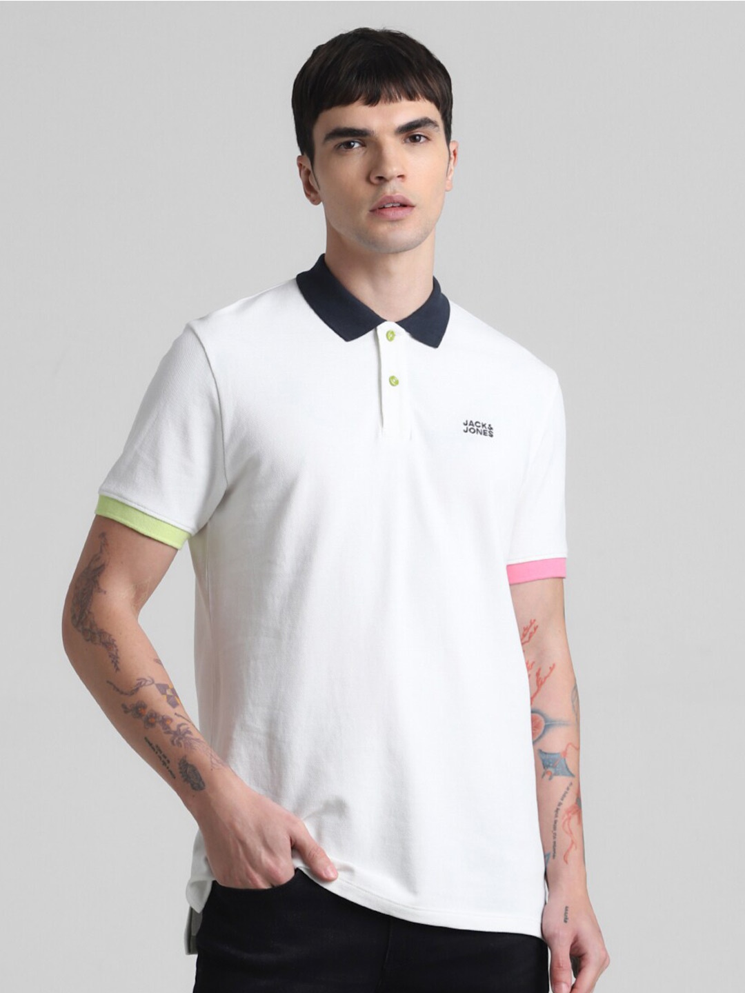 

Jack & Jones Polo Collar Regular Fit Cotton T-shirt, White