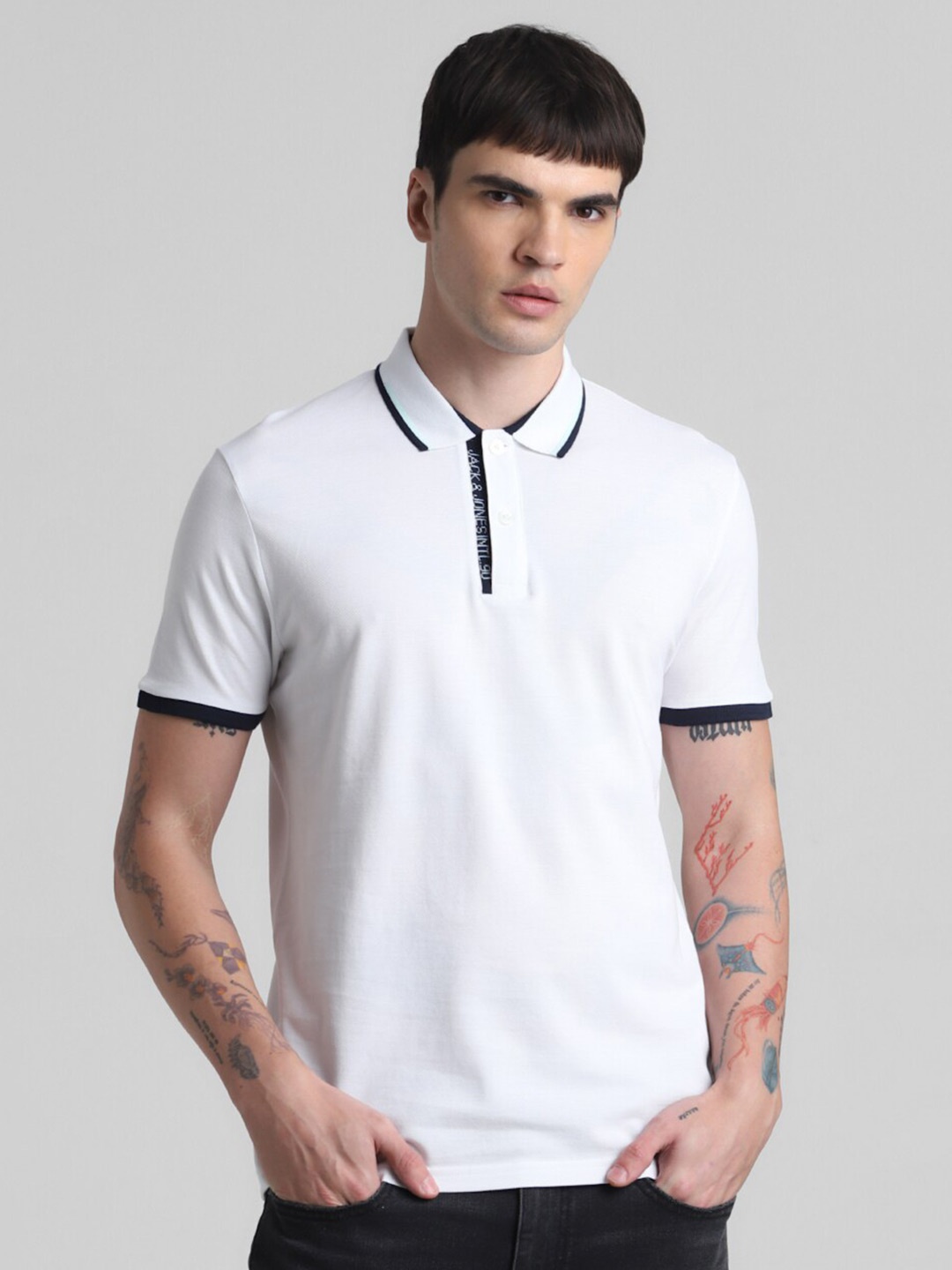 

Jack & Jones Polo Collar Pure Cotton Slim Fit T-shirt, White