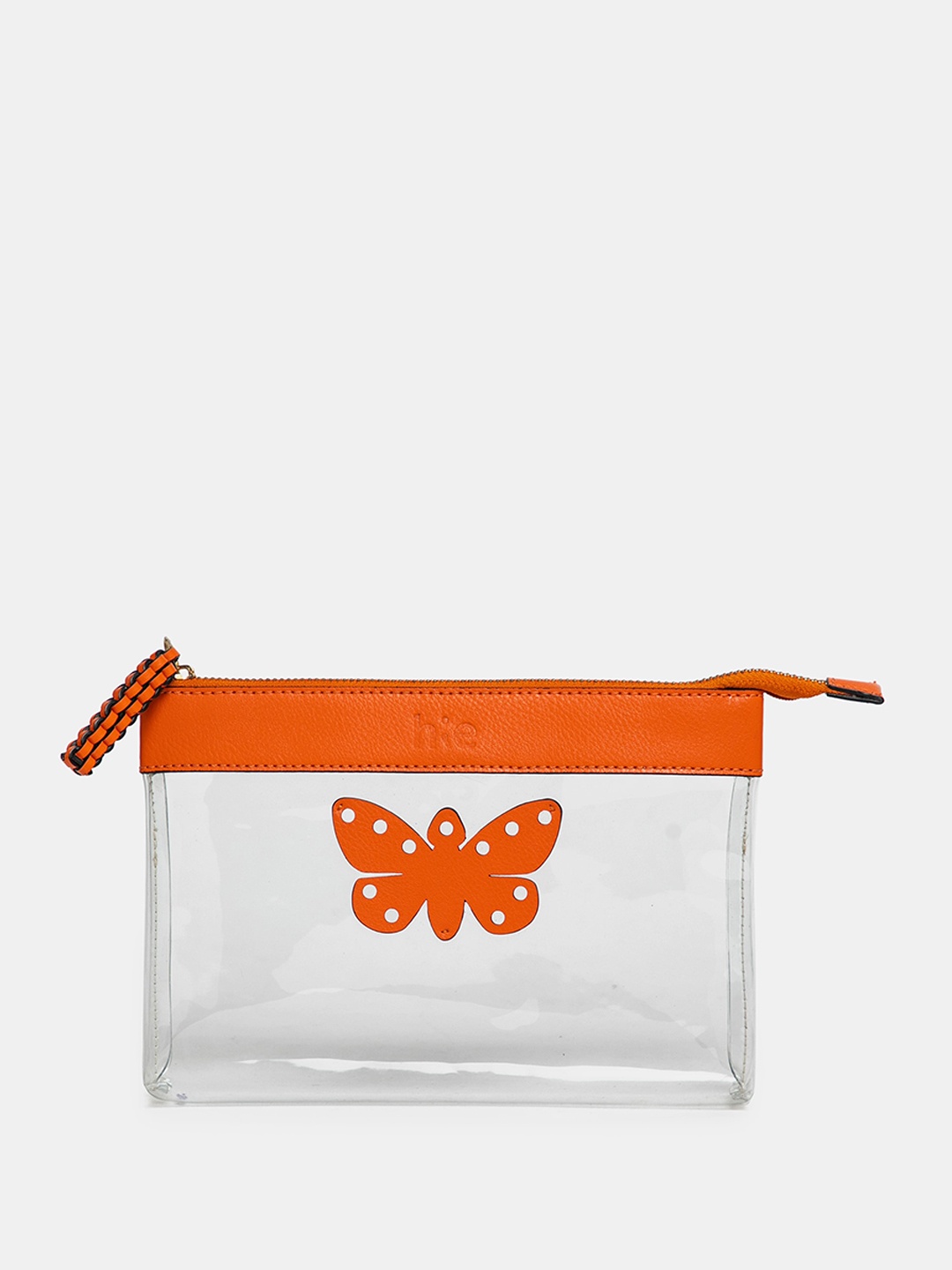 

HIE Monica Vegan Leather Butterfly Detail Cosmetics Pouch, Orange