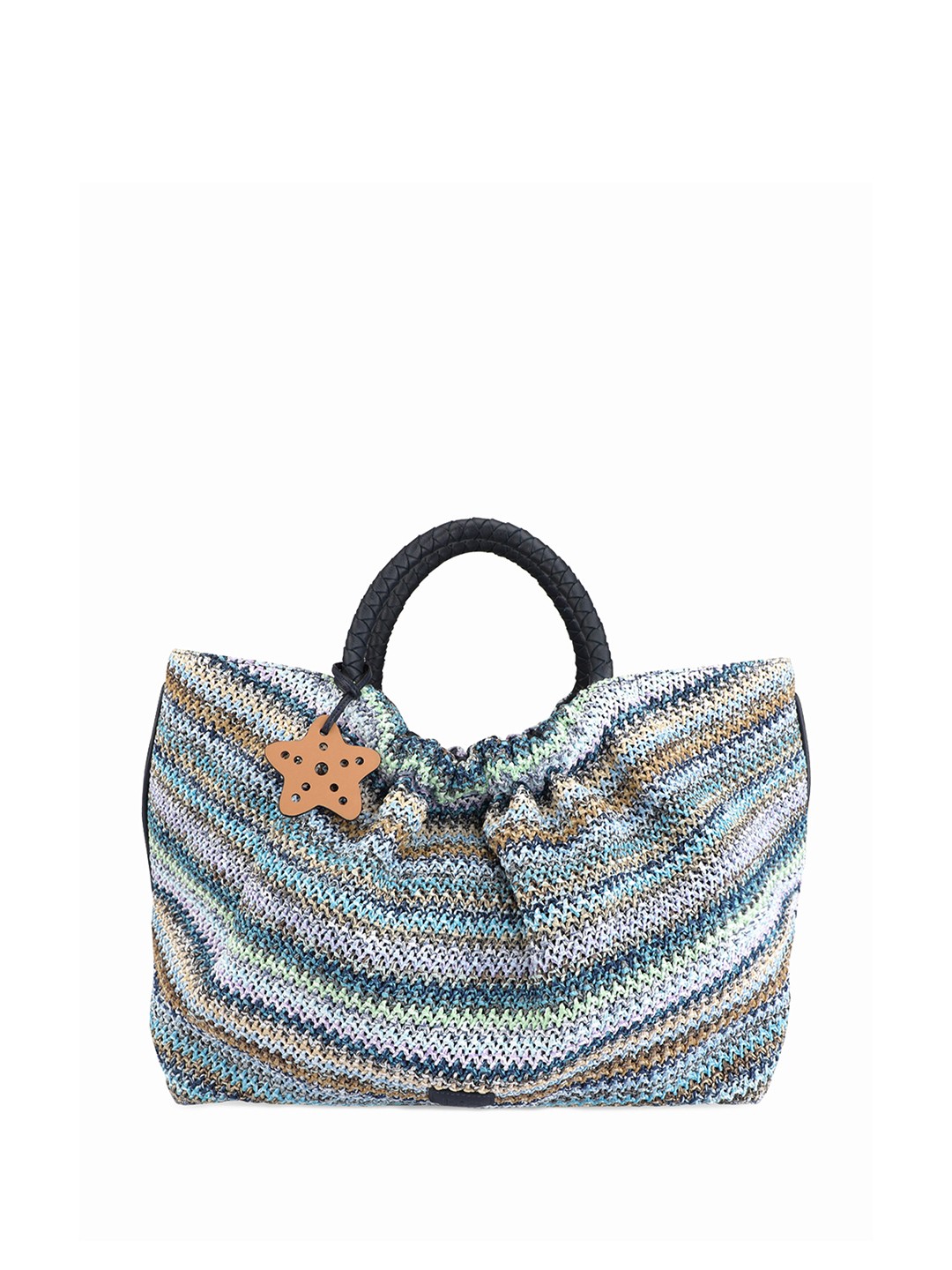 HIE Self Design Shopper Handheld Bag, Navy blue
