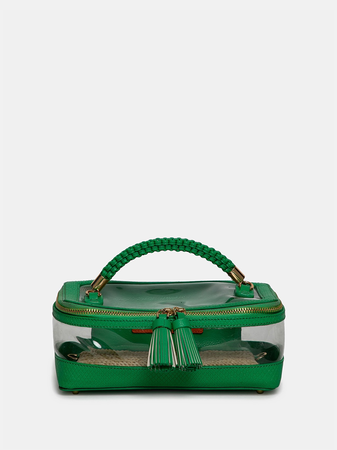 

HIE Textured Structured Sling Bag with Tasselled, Green