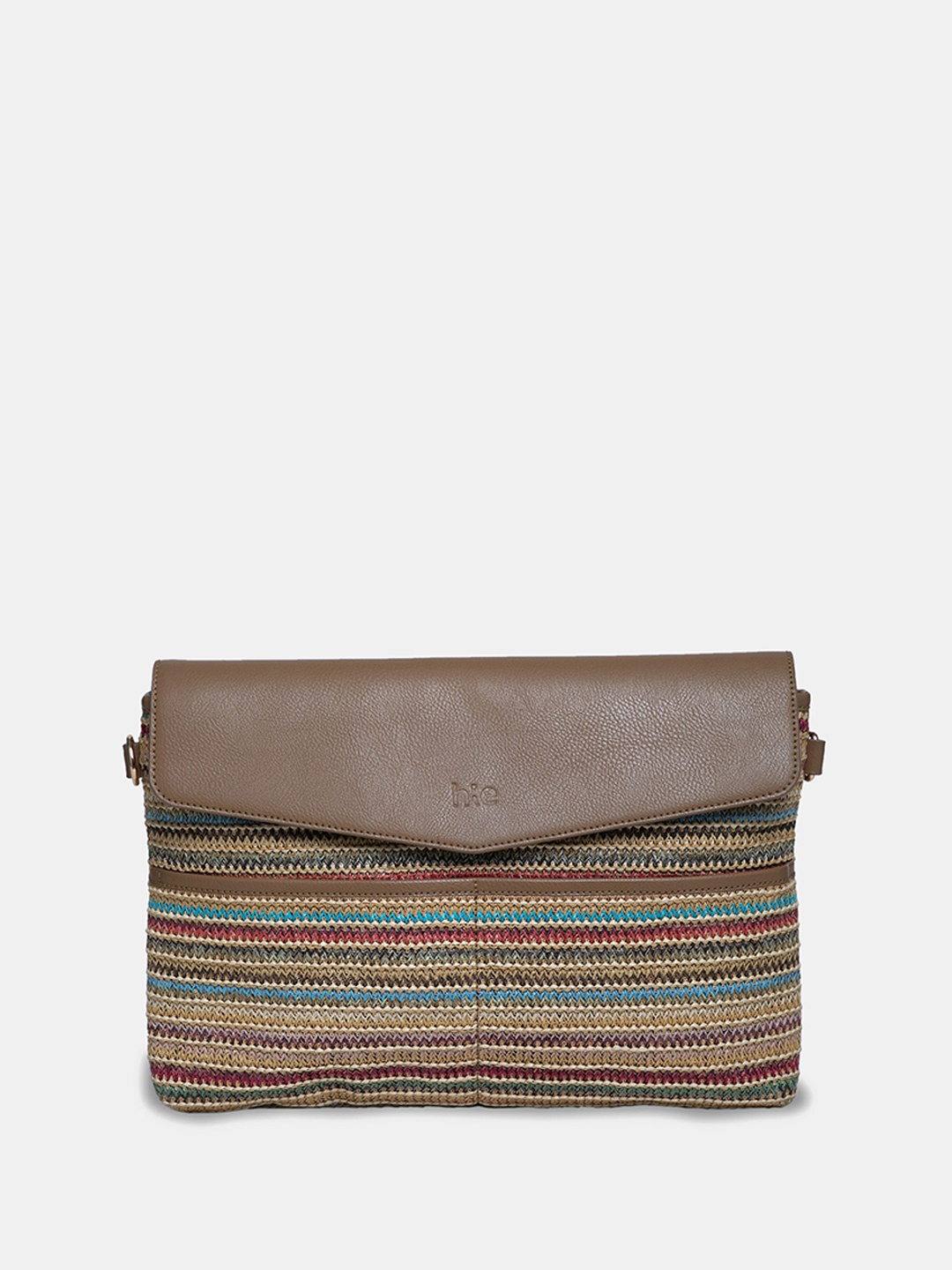 

HIE Striped Zip Detail Sling Bag, Beige