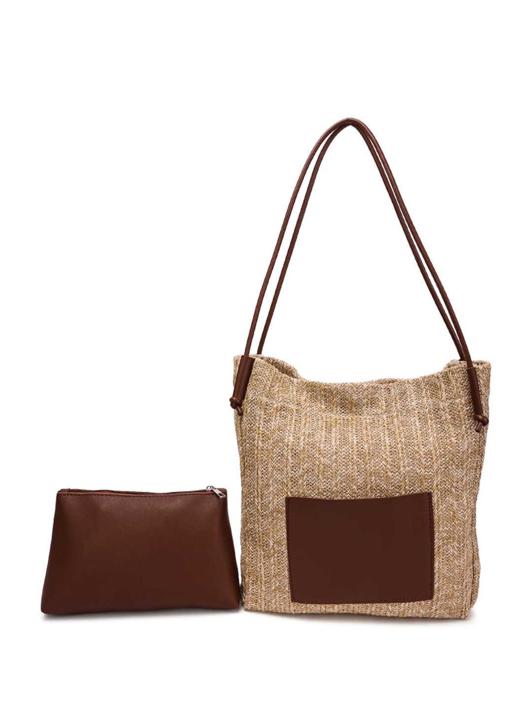 

London Rag Textured Shopper Tote Bag, Brown
