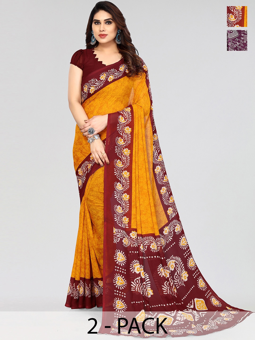 

ANAND SAREES Ethnic Motifs Poly Georgette Saree, Purple
