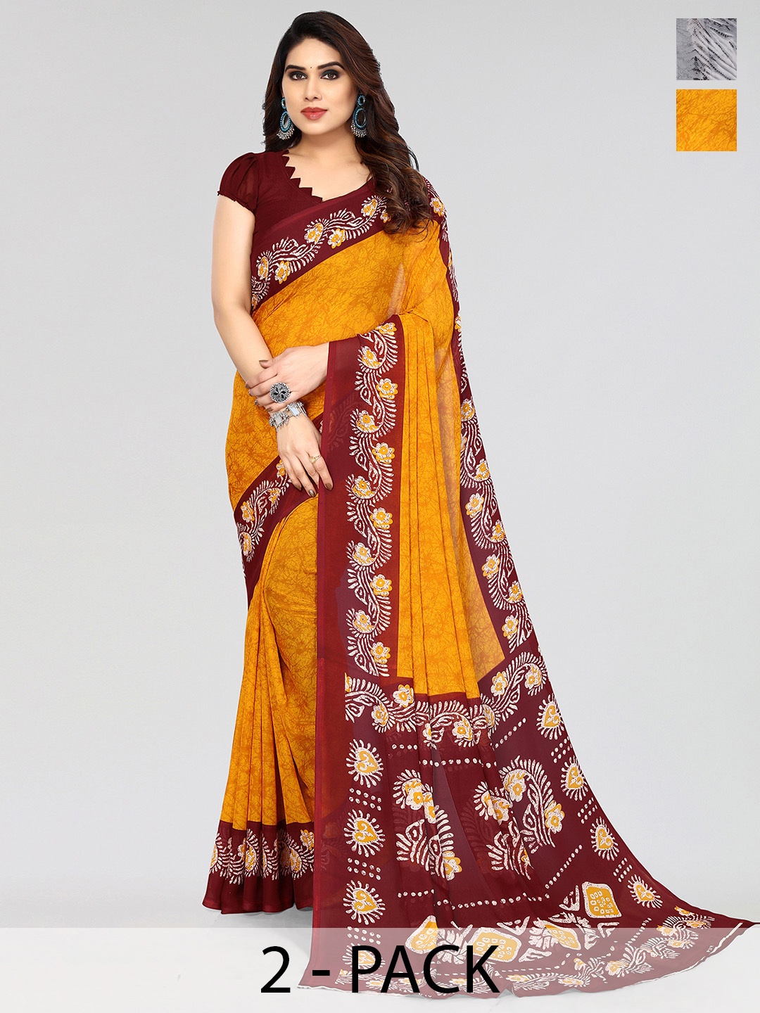 

ANAND SAREES Ethnic Motifs Poly Georgette Saree, Mustard