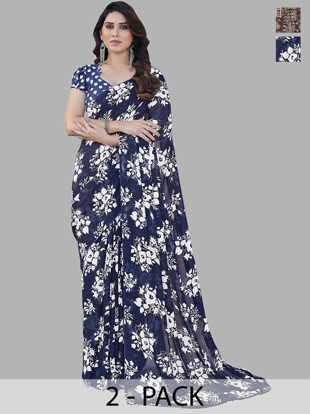 ANAND SAREES Floral Saree, Teal