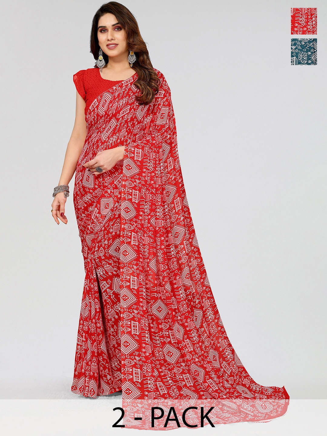 

ANAND SAREES Warli Printed Saree, Green