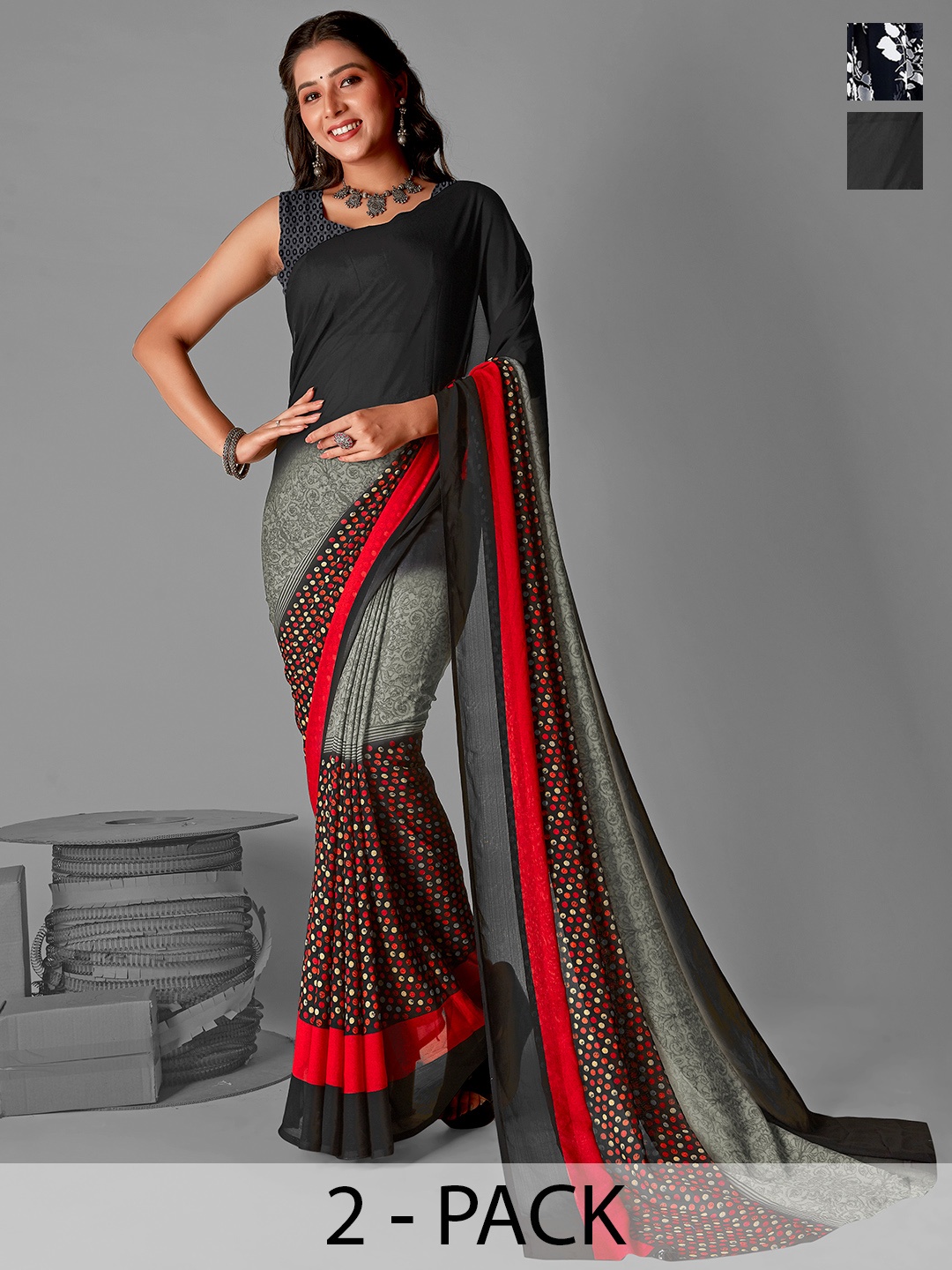 

ANAND SAREES Floral Saree, Black