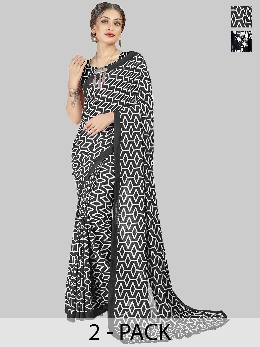 

ANAND SAREES Floral Saree, Black
