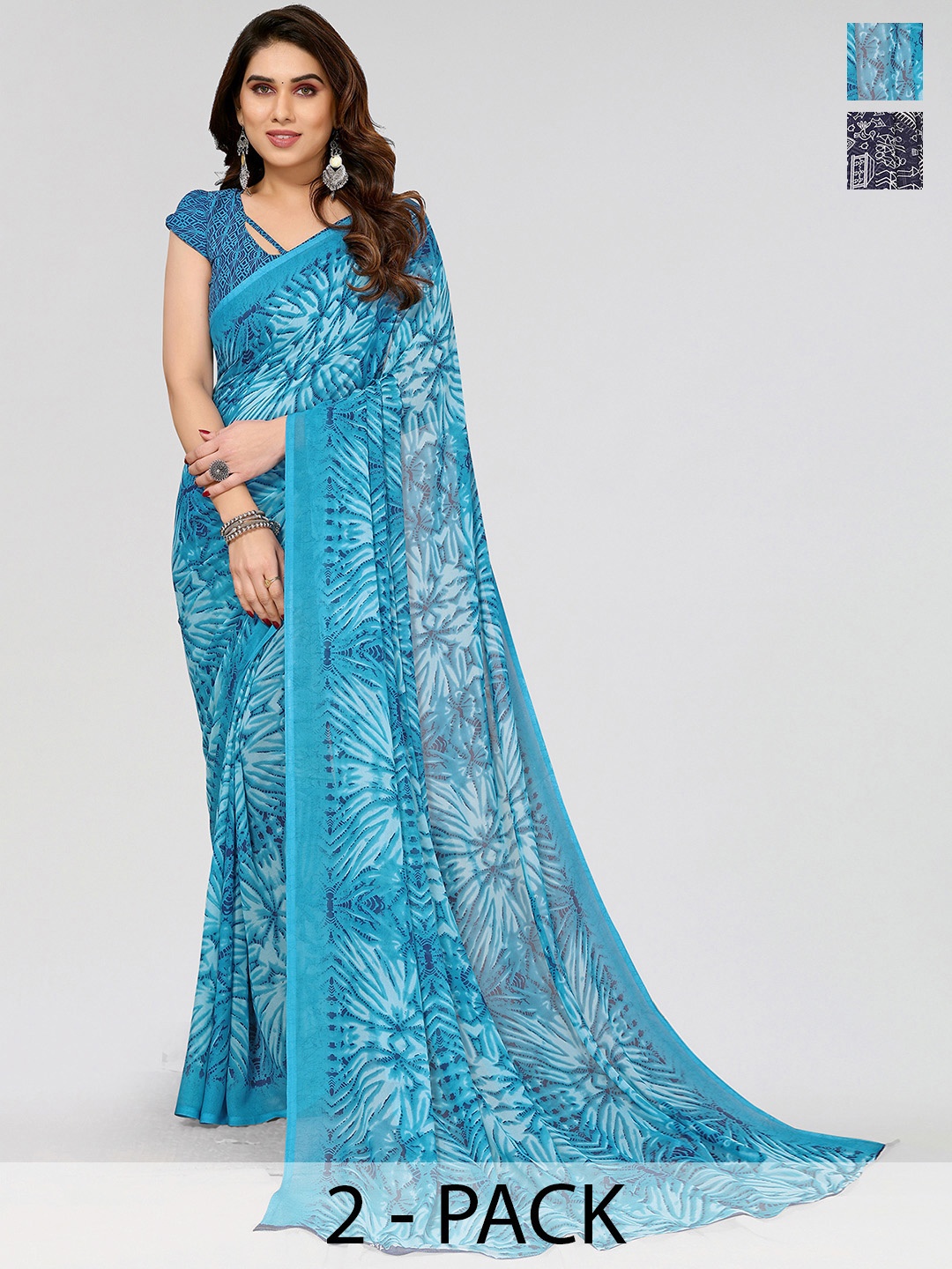 

ANAND SAREES Floral Printed Saree, Blue