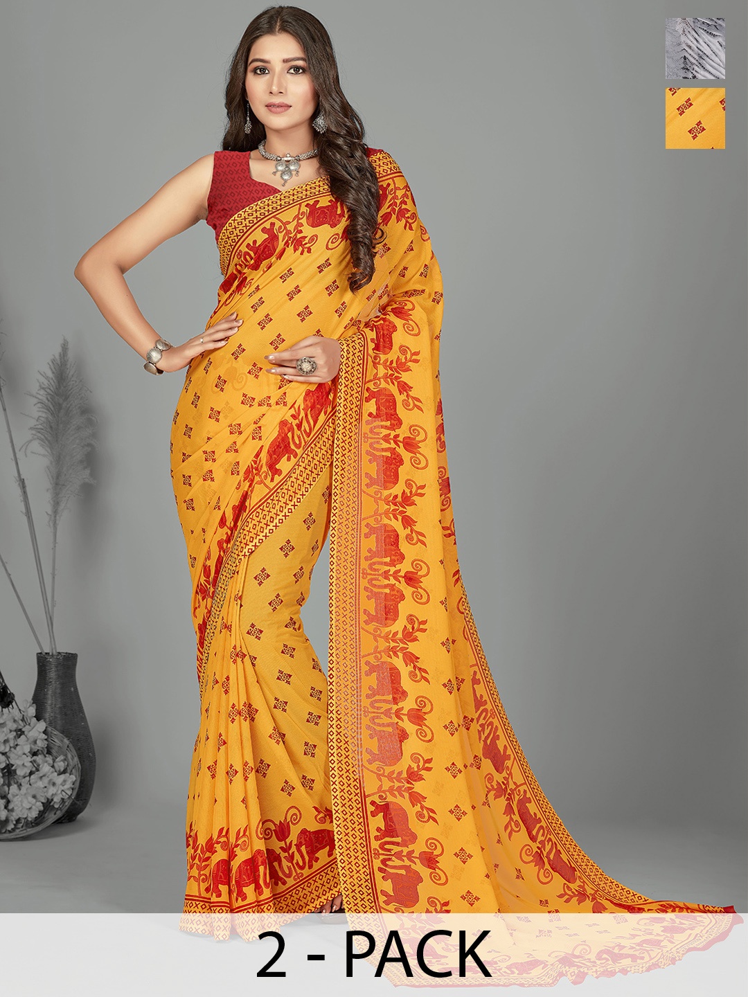 

ANAND SAREES Ethnic Motifs Saree, Yellow