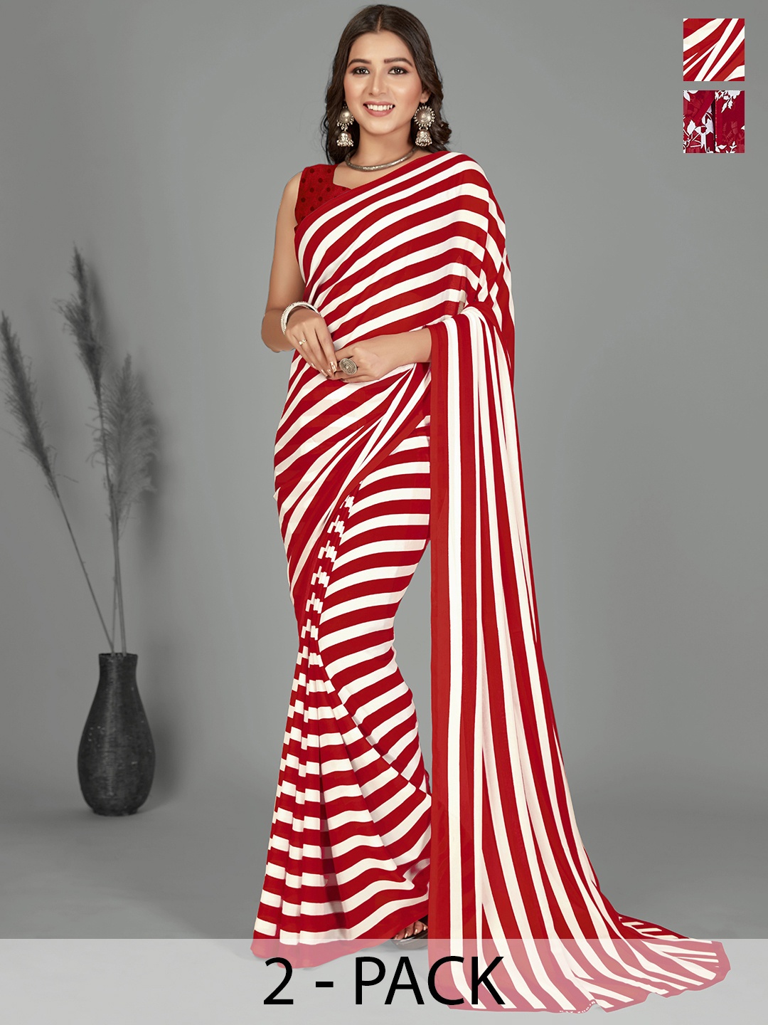 ANAND SAREES Floral Saree, Red