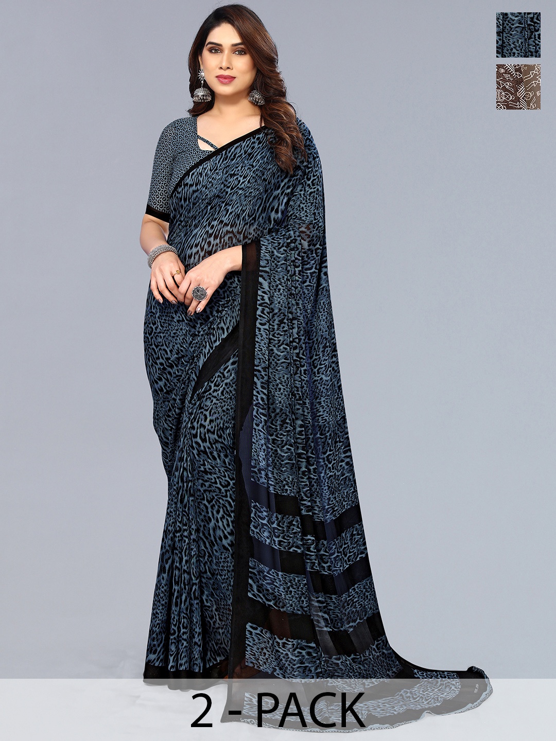 

ANAND SAREES Warli Printed Saree, Brown