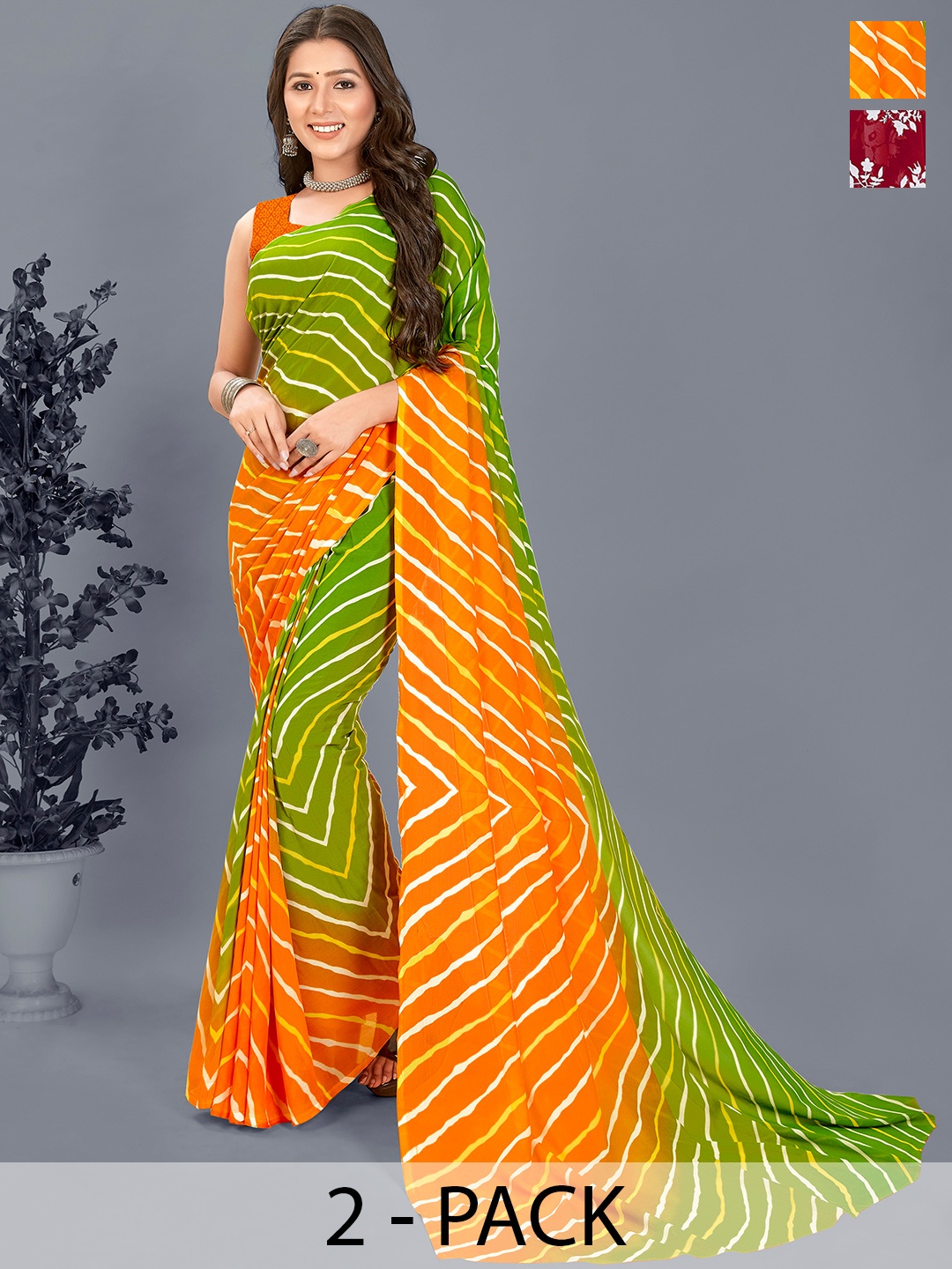 

ANAND SAREES Floral Saree, Red