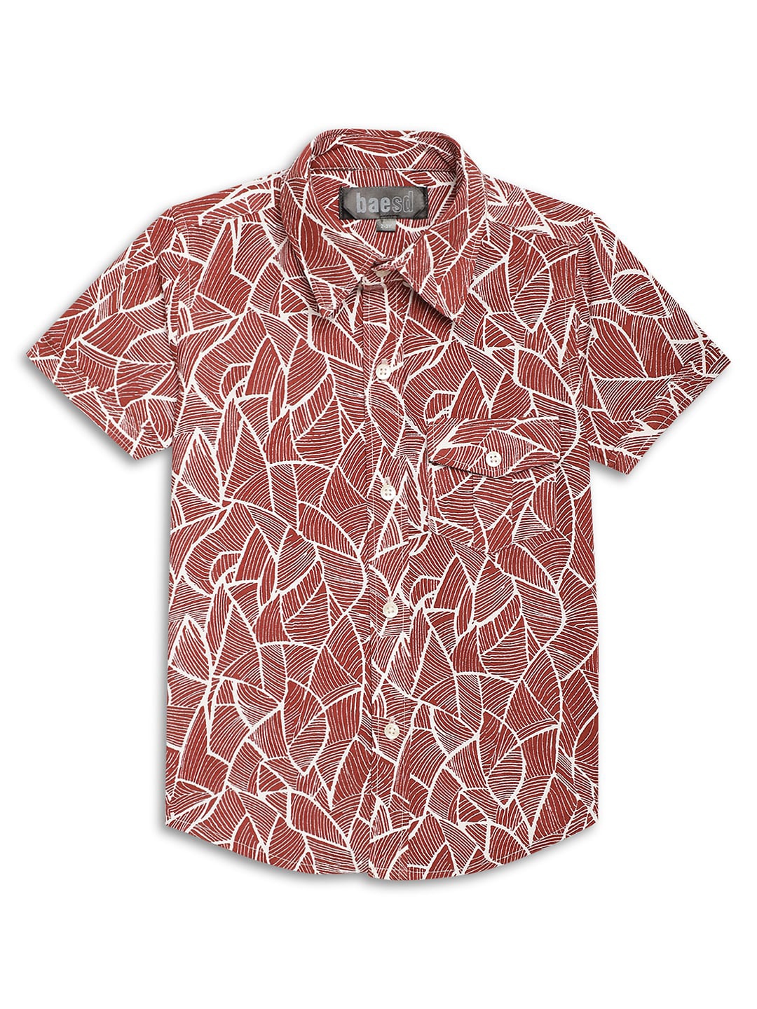 

BAESD Boys Abstract Printed Spread Collar Pure Cotton Casual Shirt, Maroon