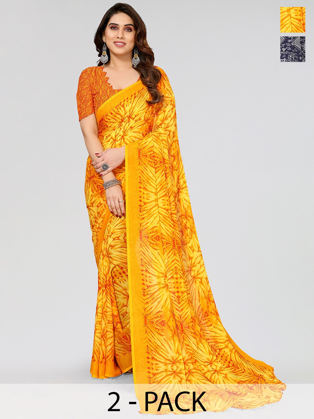 ANAND SAREES Floral Saree, Yellow