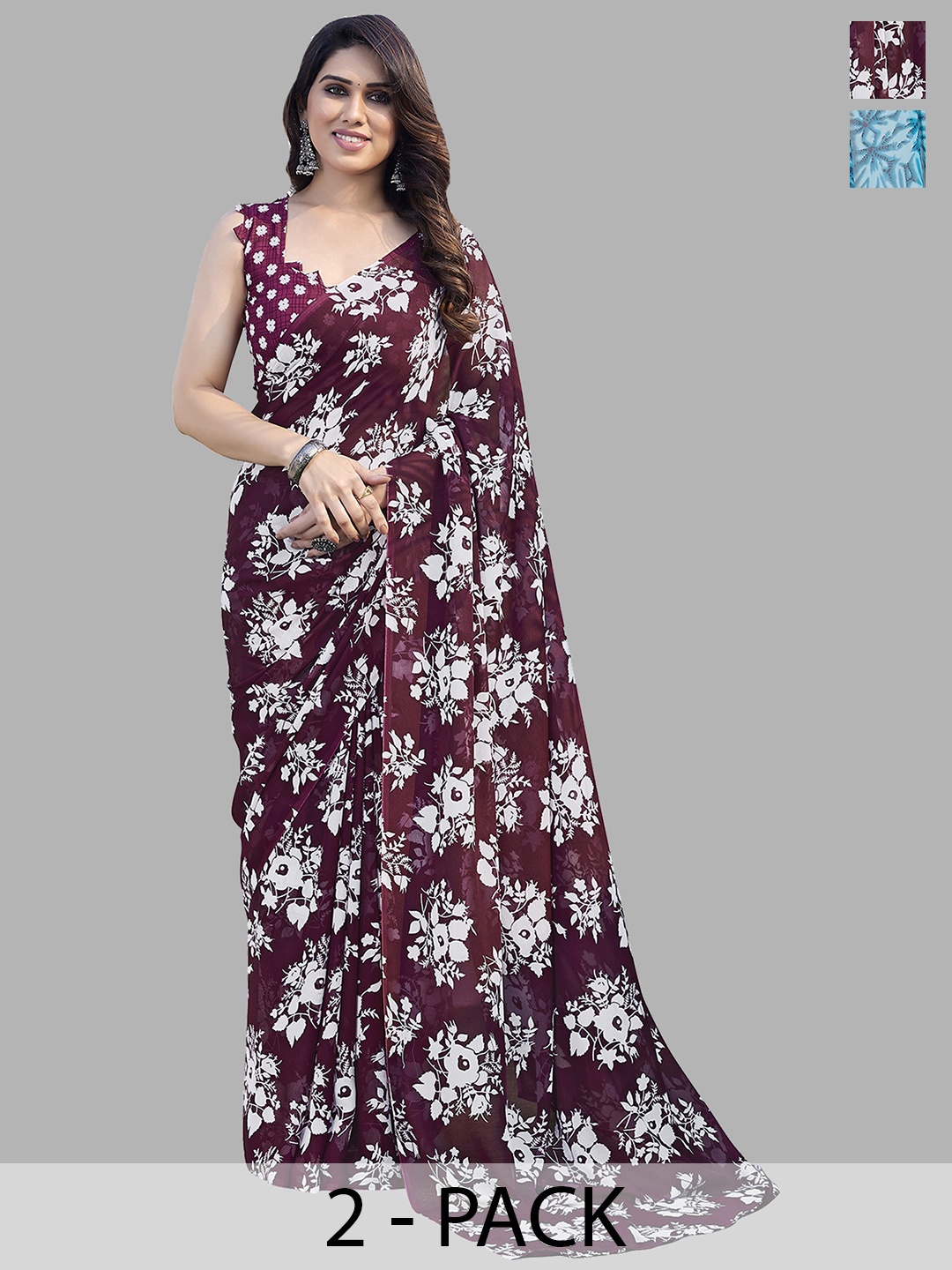 

ANAND SAREES Floral Saree, Maroon