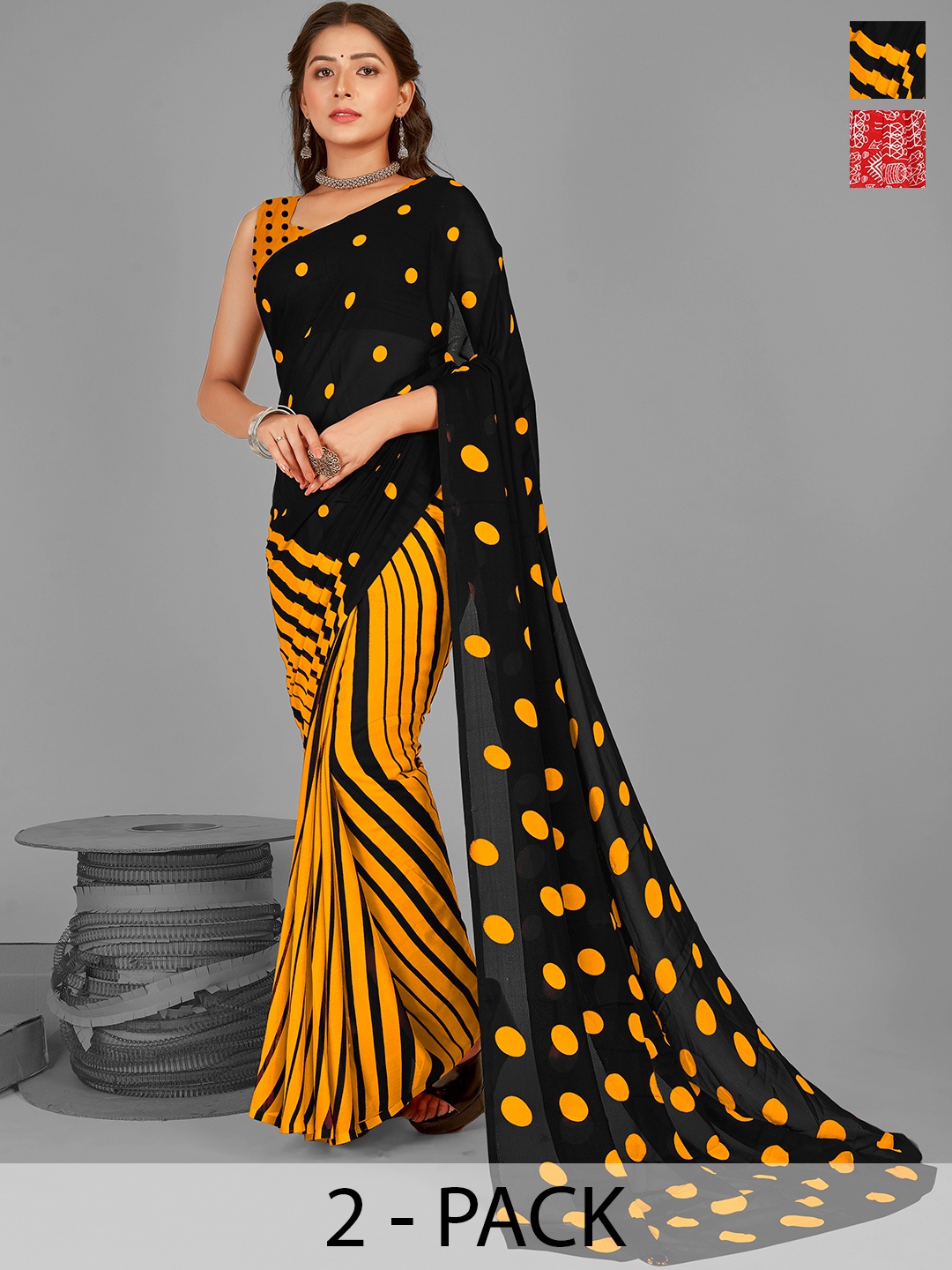 

ANAND SAREES Floral Saree, Red