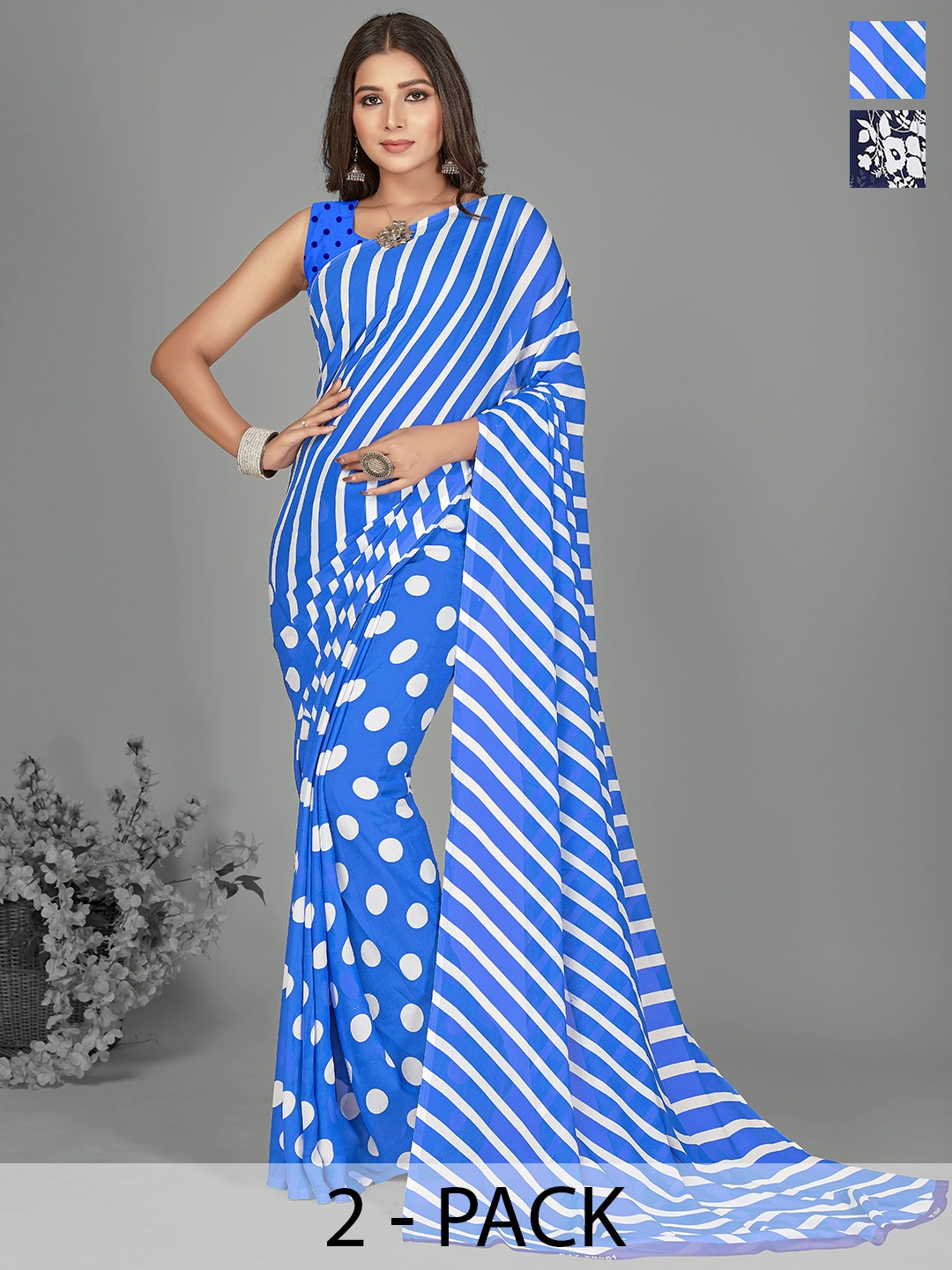 

ANAND SAREES Floral Saree, Blue