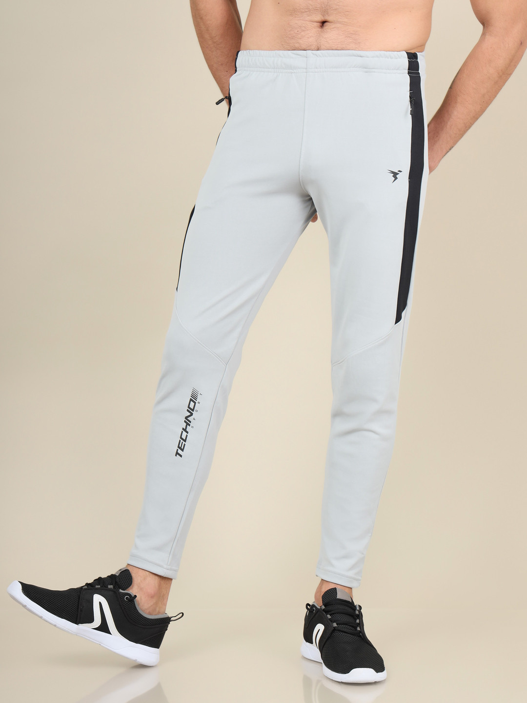 

Technosport Men Slim Fit Active Track Pants with Rapid Dry Technology, Grey