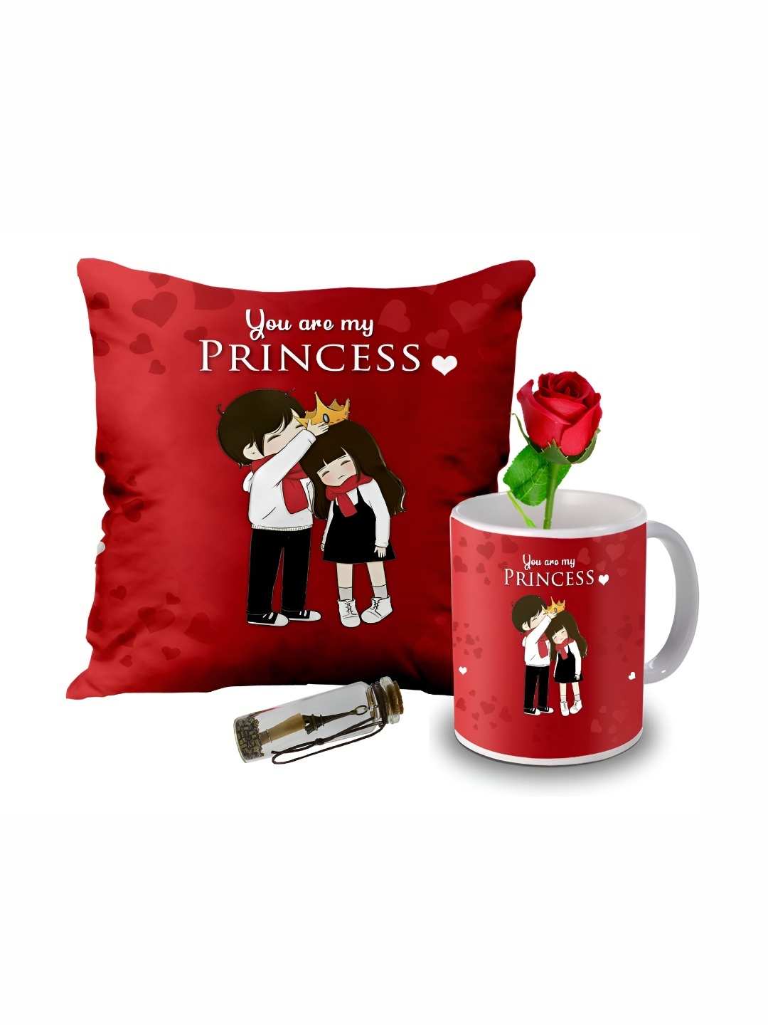 

ME & YOU Red & White 4 Pieces Printed Home Gift Set