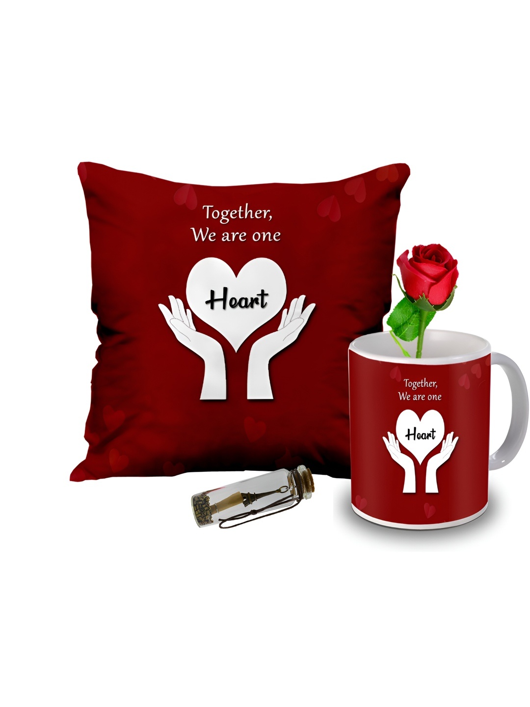 

ME & YOU Red & White 4 Pieces Ceramic Printed Home Gift Set