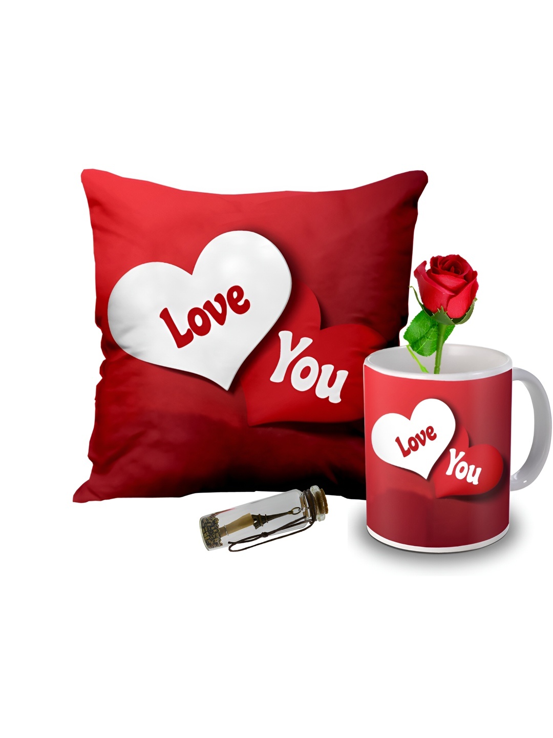 

ME & YOU Red & White 4 Pieces Ceramic Printed Home Gift Set