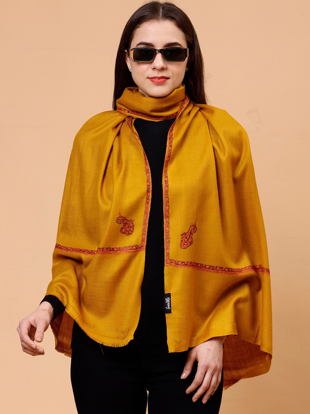 

Tweedle Women Paisley Woven Design Shawl, Mustard