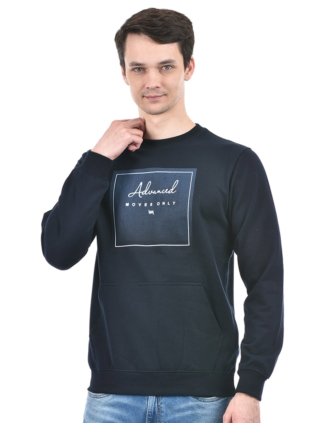 

Lawman pg3 Typography Printed Round Neck Pullover Sweatshirt, Navy blue