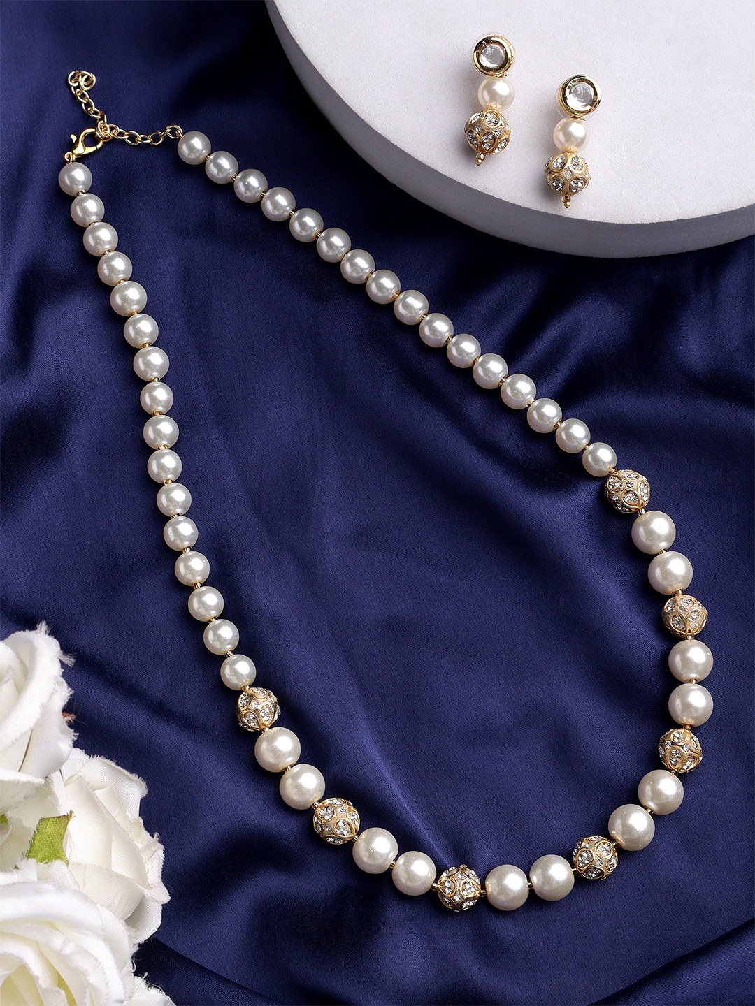 

Mali Fionna Gold-Plated Artificial Stones & Beads Studded Necklace Set