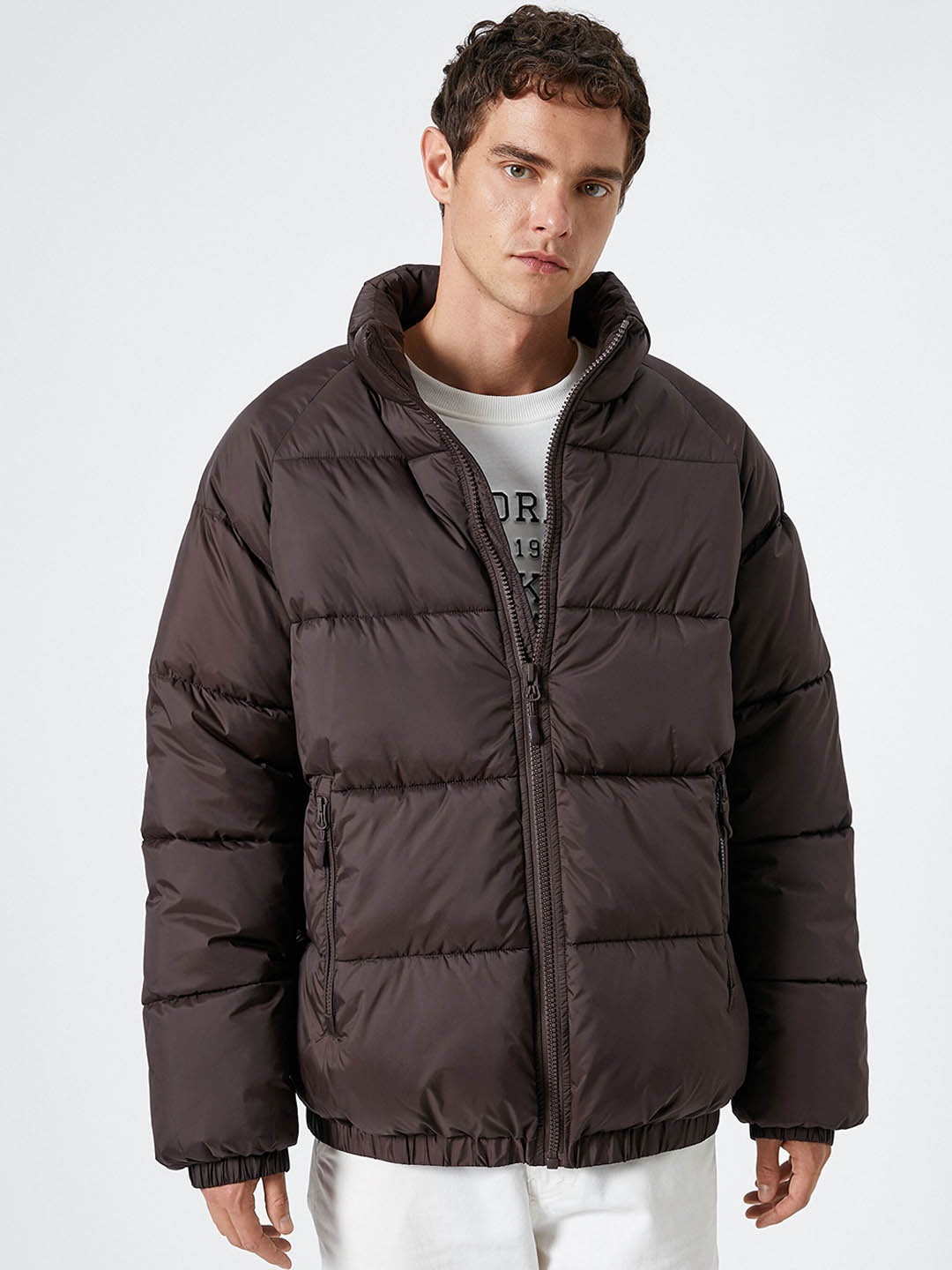 

Koton Mock Collar Long Sleeves Padded Jacket, Brown