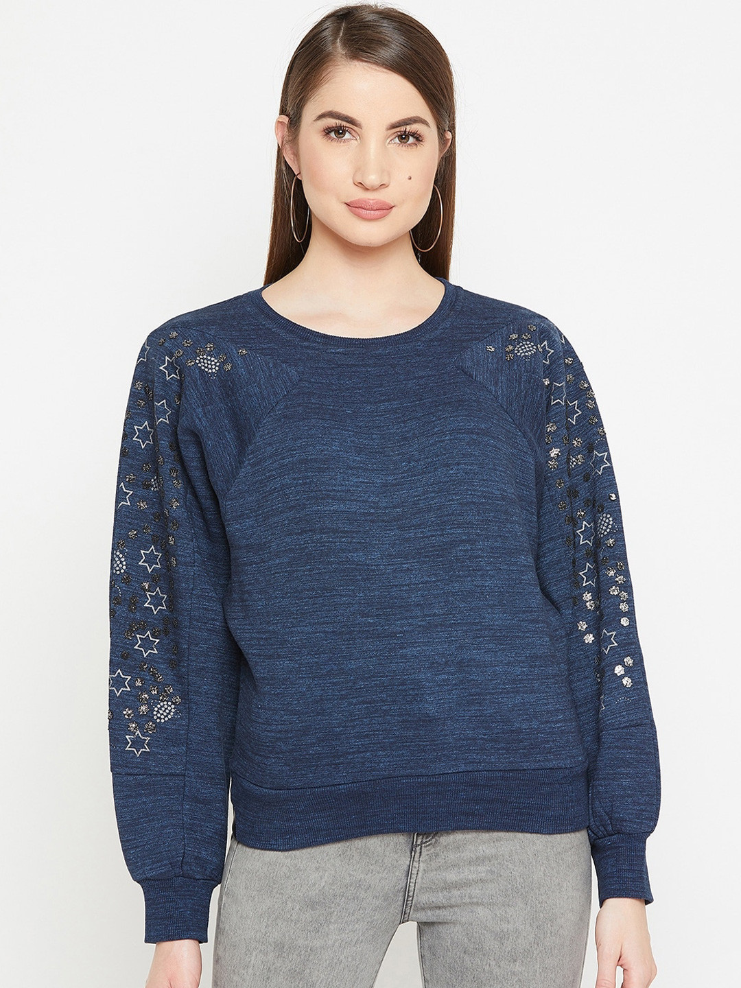 

Carlton London Geometric Printed Pullover Fleece Sweatshirt, Blue