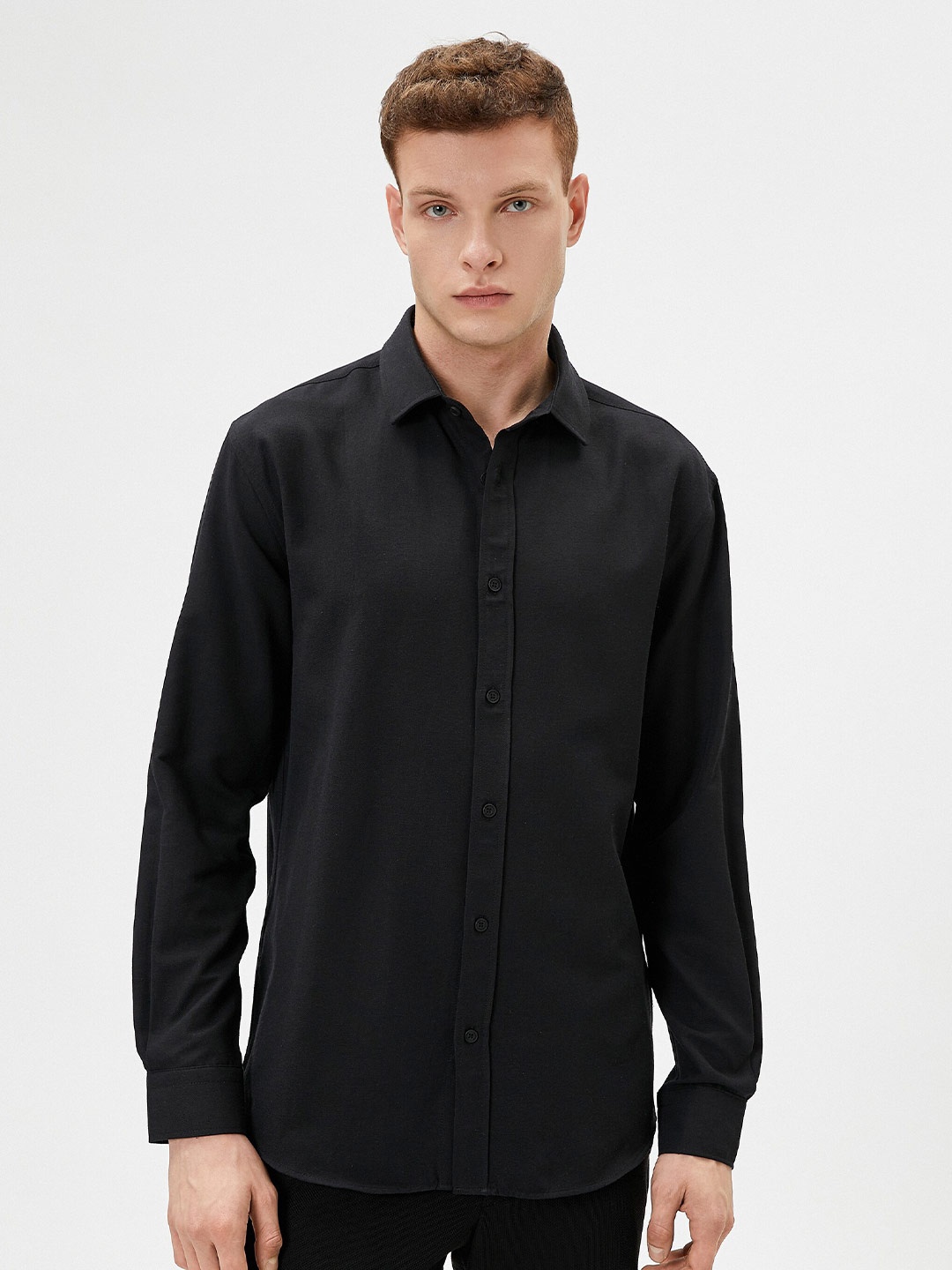 

Koton Spread Collar Casual Shirt, Black