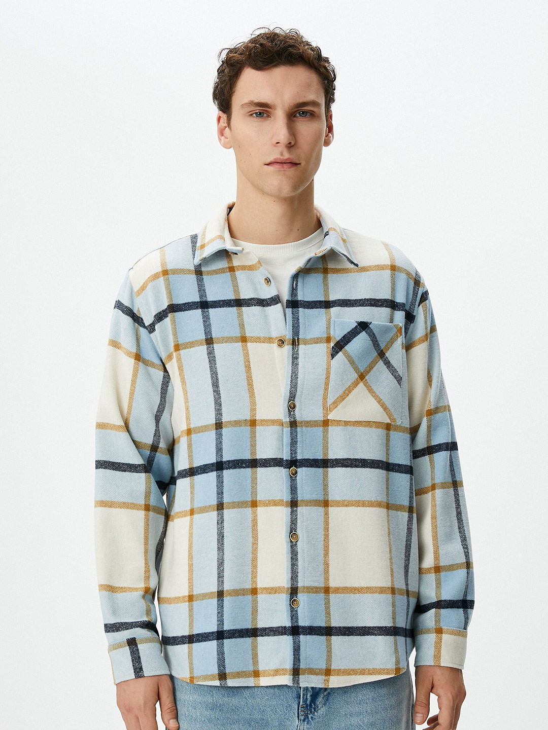 

Koton Tartan Checked Spread Collar Casual Shirt, Blue
