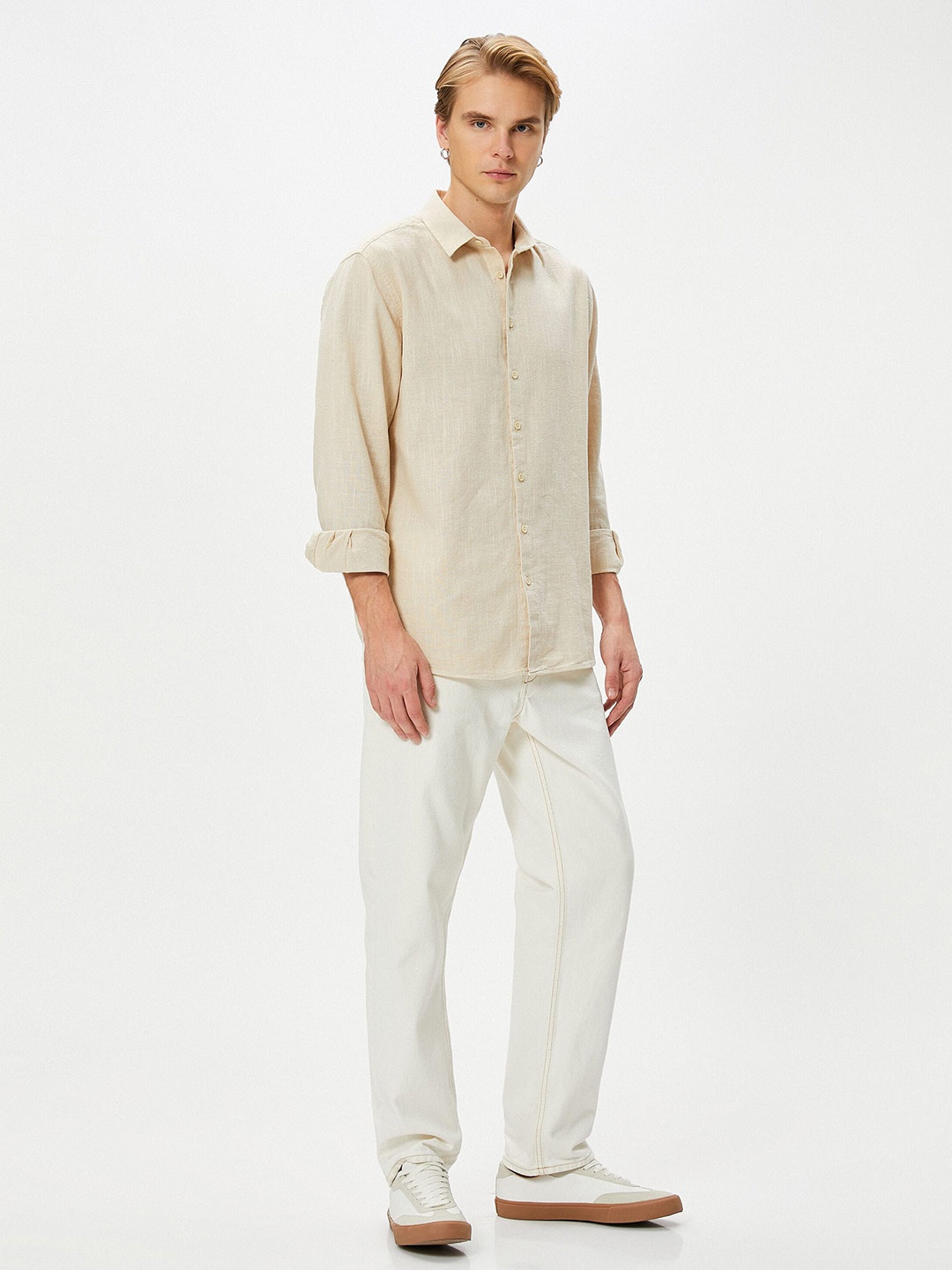 

Koton Spread Collar Pure Cotton Casual Shirt, Beige