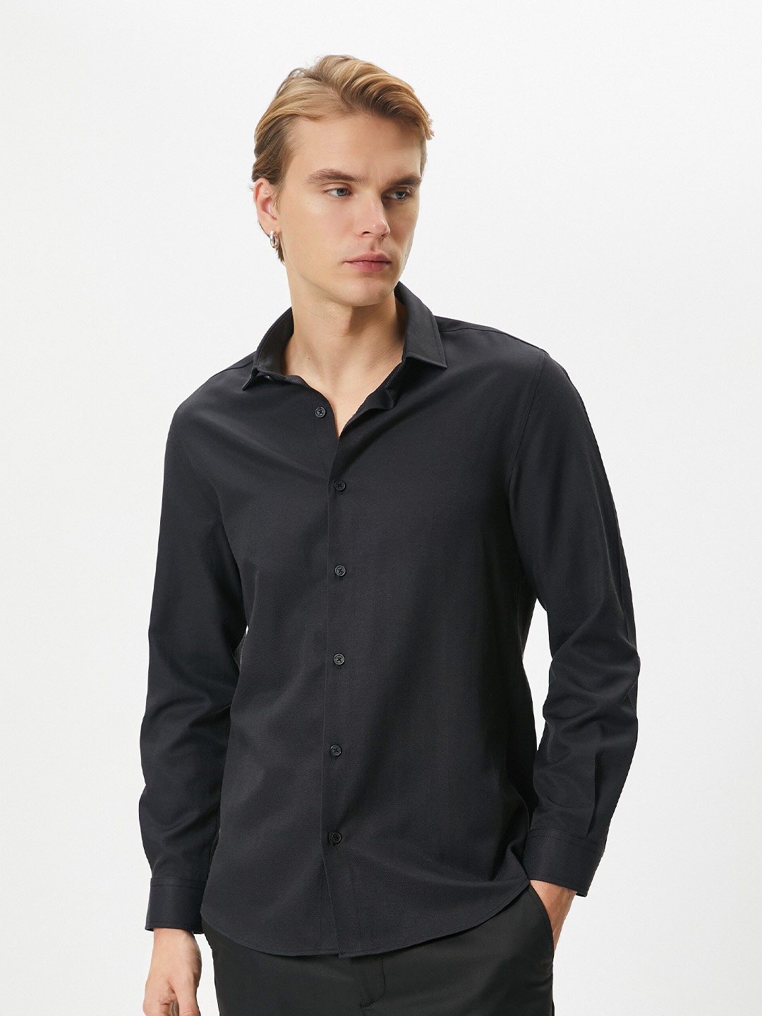 

Koton Spread Collar Casual Shirt, Black