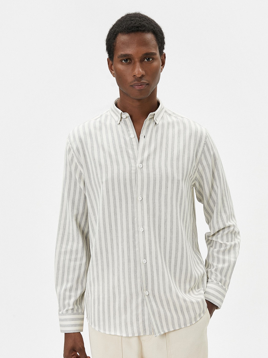 

Koton Vertical Stripes Casual Shirt, Grey