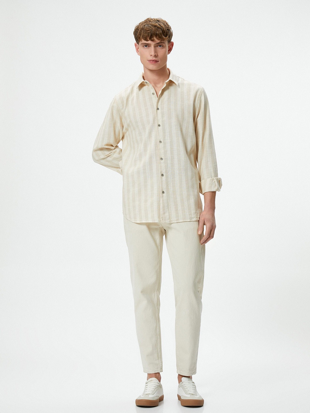 

Koton Striped Pure Cotton Casual Shirt, Beige