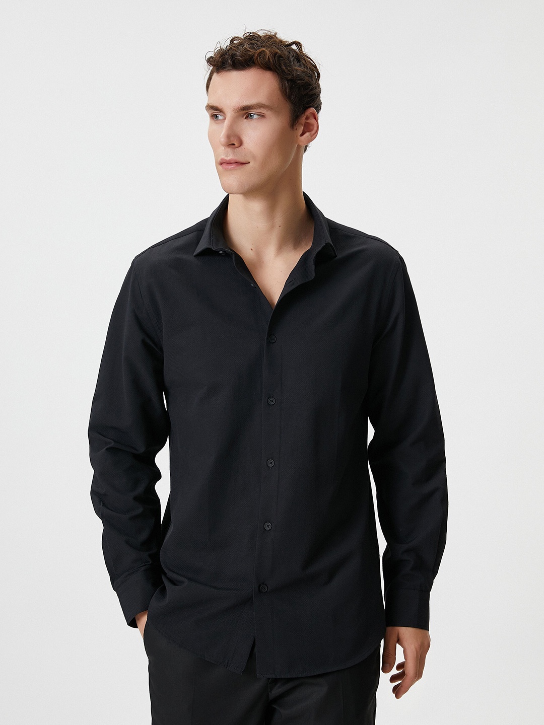 

Koton Spread Collar Casual Shirt, Black